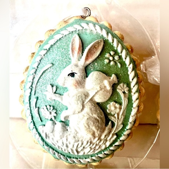 3 Springtime Bunny Ornaments 3D Flowers Butterfly Sparkle - Picture 3 of 10